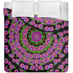 Flowers And More Floral Dancing A Power Peace Dance Duvet Cover Double Side (king Size) by pepitasart