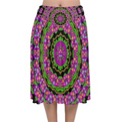 Flowers And More Floral Dancing A Power Peace Dance Velvet Flared Midi Skirt by pepitasart