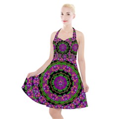 Flowers And More Floral Dancing A Power Peace Dance Halter Party Swing Dress 