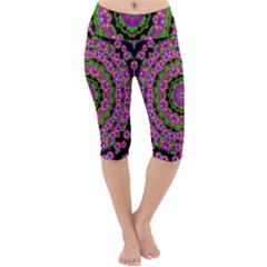 Flowers And More Floral Dancing A Power Peace Dance Lightweight Velour Cropped Yoga Leggings by pepitasart