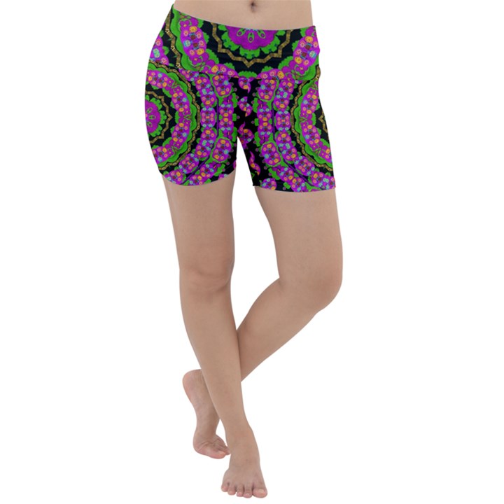 Flowers And More Floral Dancing A Power Peace Dance Lightweight Velour Yoga Shorts