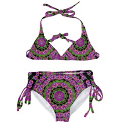 Flowers And More Floral Dancing A Power Peace Dance Kids  Classic Bikini Set by pepitasart