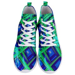 Green Blue Squares Fractal Men s Lightweight High Top Sneakers