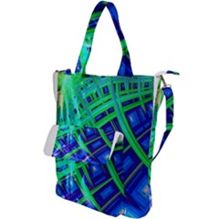 Green Blue Squares Fractal Shoulder Tote Bag