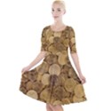 Gold Coins Quarter Sleeve A-Line Dress View1