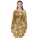 Gold Coins Long Sleeve Chiffon Shift Dress  View1