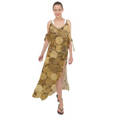 Gold Coins Maxi Chiffon Cover Up Dress