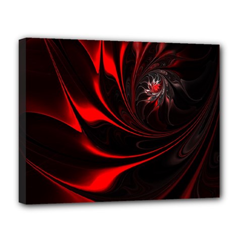 Red Black Abstract Curve Dark Flame Pattern Canvas 14  X 11  (stretched) by Nexatart