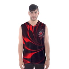 Red Black Abstract Curve Dark Flame Pattern Men s Basketball Tank Top by Nexatart