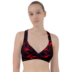 Red Black Abstract Curve Dark Flame Pattern Sweetheart Sports Bra by Nexatart