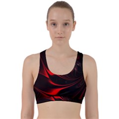 Red Black Abstract Curve Dark Flame Pattern Back Weave Sports Bra by Nexatart