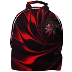 Red Black Abstract Curve Dark Flame Pattern Mini Full Print Backpack