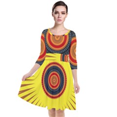 Art Decoration Wallpaper Bright Quarter Sleeve Waist Band Dress by Nexatart