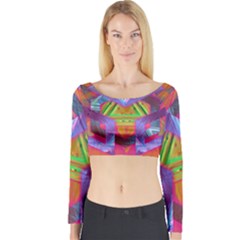 Glitch Glitch Art Grunge Distortion Long Sleeve Crop Top by Nexatart