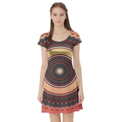 Ornamental Shape Concentric Round Short Sleeve Skater Dress by Nexatart