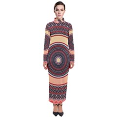 Ornamental Shape Concentric Round Turtleneck Maxi Dress by Nexatart