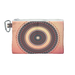 Ornamental Shape Concentric Round Canvas Cosmetic Bag (medium) by Nexatart