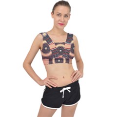 Ornamental Shape Concentric Round V-back Sports Bra by Nexatart