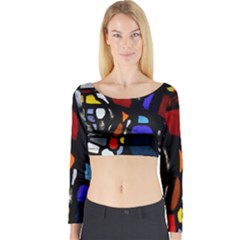 Art Bright Lead Glass Pattern Long Sleeve Crop Top by Nexatart