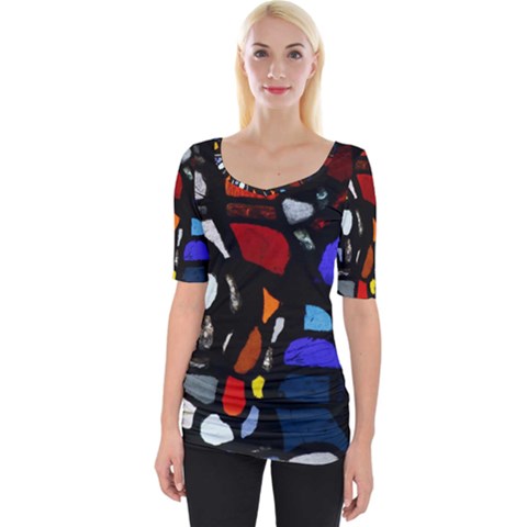 Art Bright Lead Glass Pattern Wide Neckline Tee by Nexatart