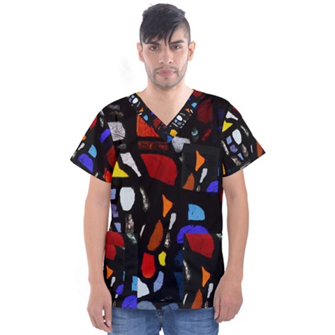 Art Bright Lead Glass Pattern Men s V-neck Scrub Top by Nexatart