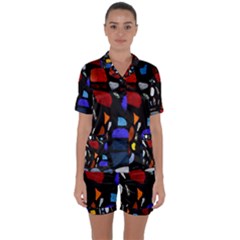 Art Bright Lead Glass Pattern Satin Short Sleeve Pyjamas Set by Nexatart