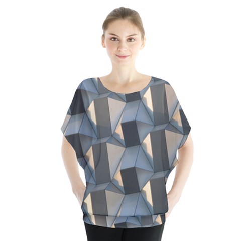 3d Pattern Texture Form Background Batwing Chiffon Blouse by Nexatart