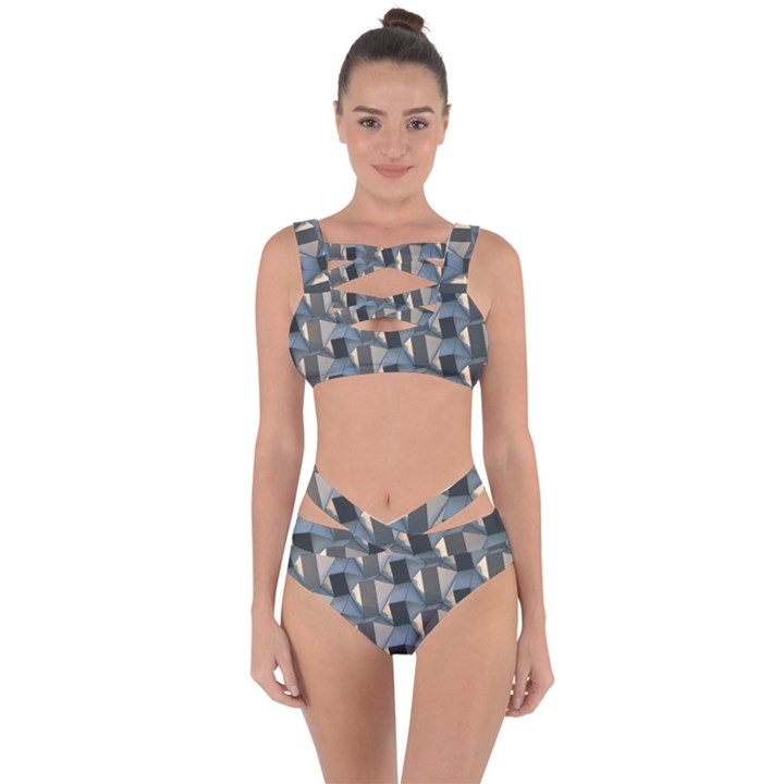 3d Pattern Texture Form Background Bandaged Up Bikini Set 