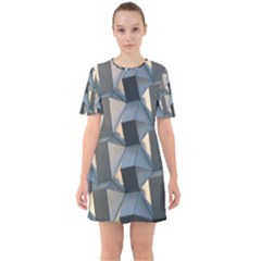 3d Pattern Texture Form Background Sixties Short Sleeve Mini Dress by Nexatart