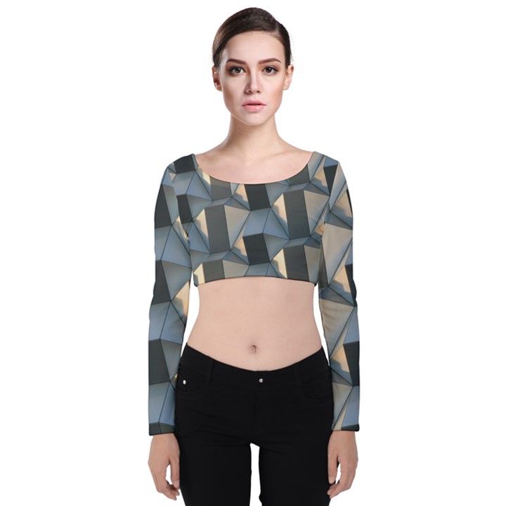 3d Pattern Texture Form Background Velvet Long Sleeve Crop Top