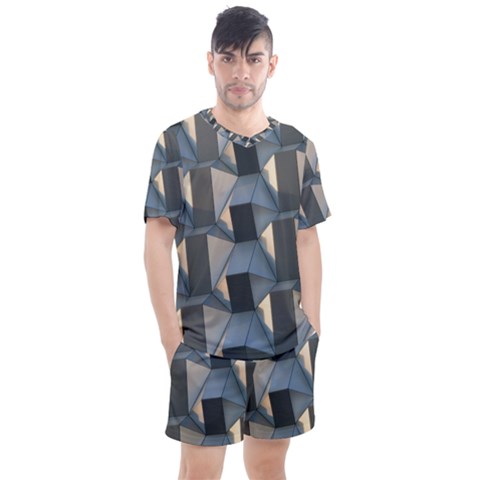 3d Pattern Texture Form Background Men s Mesh Tee And Shorts Set by Nexatart