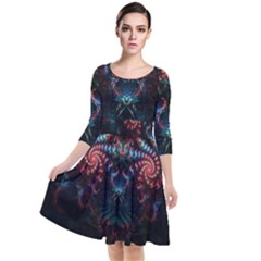 Background Texture Pattern Quarter Sleeve Waist Band Dress by Nexatart