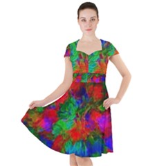 Color Art Bright Decoration Cap Sleeve Midi Dress