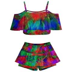 Color Art Bright Decoration Kids  Off Shoulder Skirt Bikini