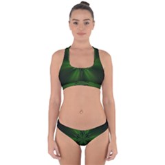 Green Fractal Art Artistic Pattern Cross Back Hipster Bikini Set by Nexatart