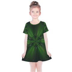 Green Fractal Art Artistic Pattern Kids  Simple Cotton Dress by Nexatart