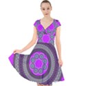 Round Pattern Ethnic Design Cap Sleeve Front Wrap Midi Dress View1