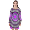 Round Pattern Ethnic Design Long Sleeve Chiffon Shift Dress  View1