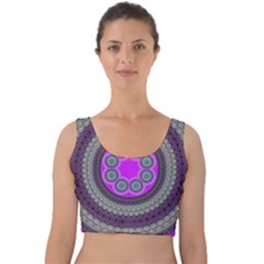 Round Pattern Ethnic Design Velvet Crop Top