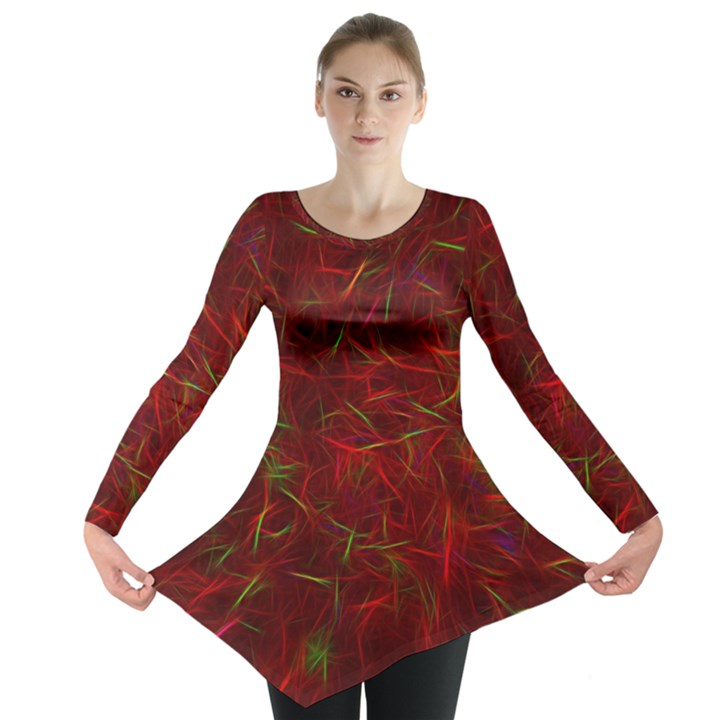 Abstract Pattern Color Shape Long Sleeve Tunic 