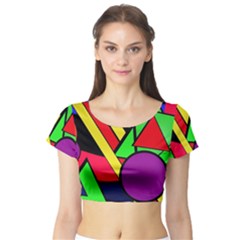 Background Color Art Pattern Form Short Sleeve Crop Top by Nexatart