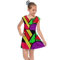 Background Color Art Pattern Form Kids Cap Sleeve Dress by Nexatart