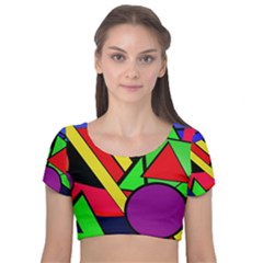 Background Color Art Pattern Form Velvet Short Sleeve Crop Top  by Nexatart