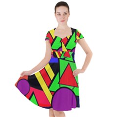 Background Color Art Pattern Form Cap Sleeve Midi Dress