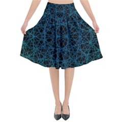 Background Lines Pattern Line Art Flared Midi Skirt by Nexatart