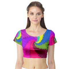 Art Abstract Pattern Color Short Sleeve Crop Top by Nexatart