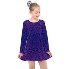 Background Lines Pattern Line Art Kids  Long Sleeve Dress by Nexatart