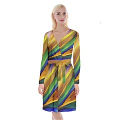 Graffiti Painting Pattern Abstract Long Sleeve Velvet Front Wrap Dress