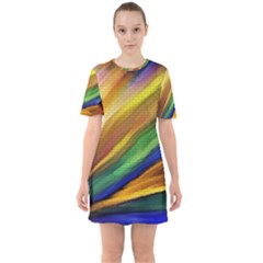 Graffiti Painting Pattern Abstract Sixties Short Sleeve Mini Dress by Nexatart