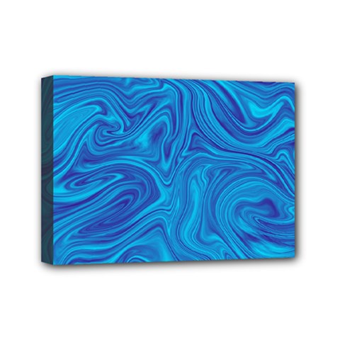 Blue Abstract Pattern Art Shape Mini Canvas 7  X 5  (stretched)